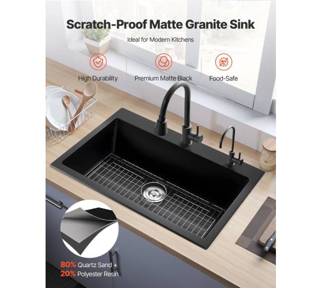 84 cm virtuvės kriauklė iš granito1