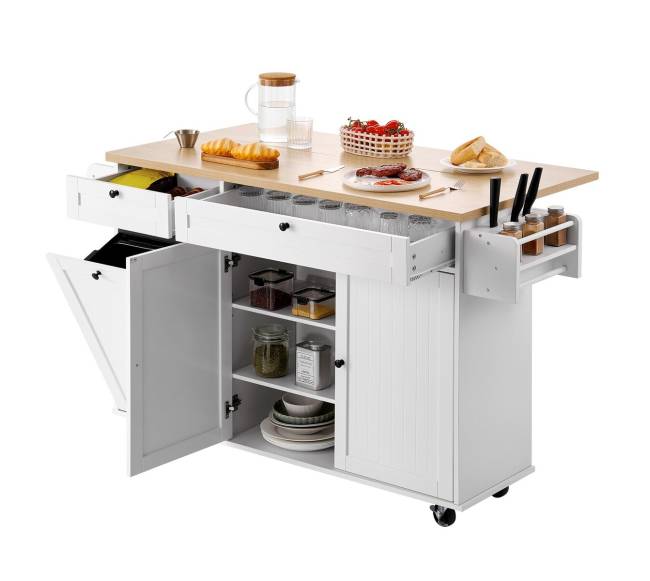 153 cm virtuvinis stalas su ratukais ir stalčiumi8