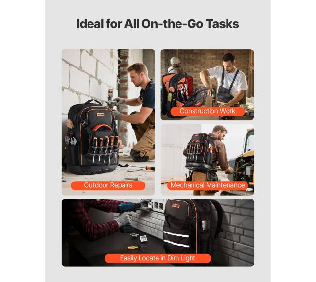 Įrankių kuprinė su 65 kišenėmis elektriko darbams5