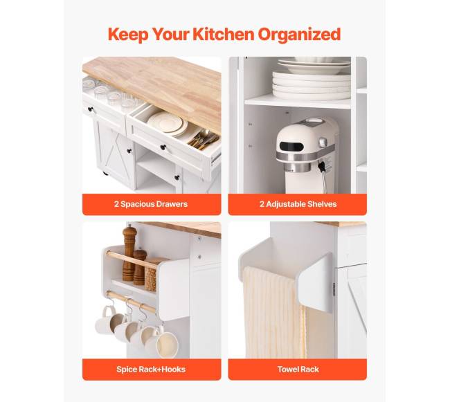 Virtuvės vežimėlis su stalčiumi ir viršutine dalimi2