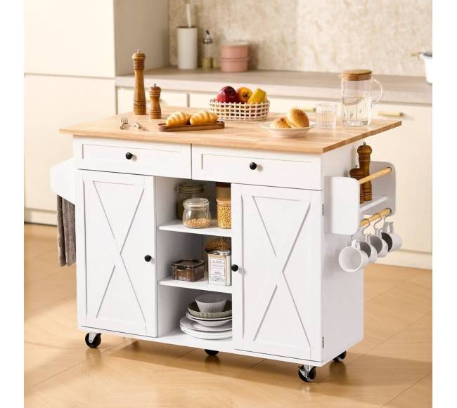 Virtuvės vežimėlis su stalčiumi ir viršutine dalimi7