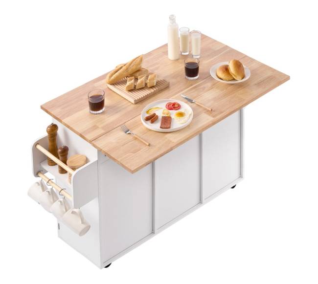 Virtuvės vežimėlis su stalčiumi ir viršutine dalimi10