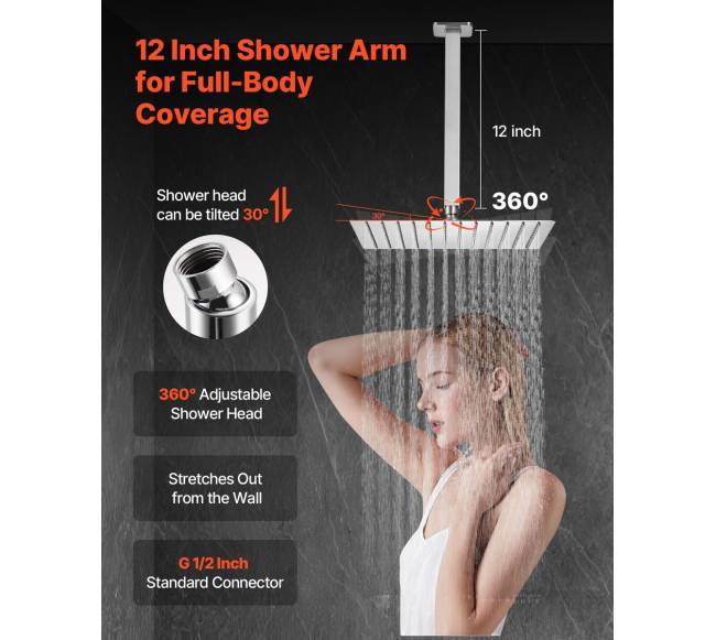 Kvadratinis 30 cm lietaus dušo komplektas su rankiniu dušu3