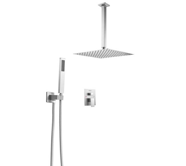 Kvadratinis 30 cm lietaus dušo komplektas su rankiniu dušu8