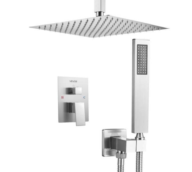 Kvadratinis 30 cm lietaus dušo komplektas su rankiniu dušu9