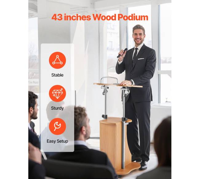 Medinis reguliuojamas podiumas su ratukais1