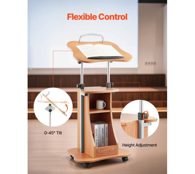 Medinis reguliuojamas podiumas su ratukais2