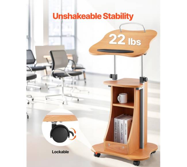 Medinis reguliuojamas podiumas su ratukais4