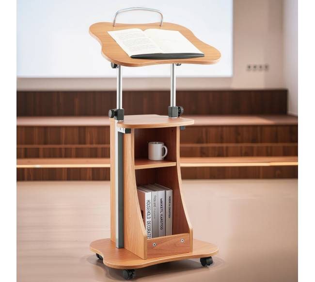 Medinis reguliuojamas podiumas su ratukais7