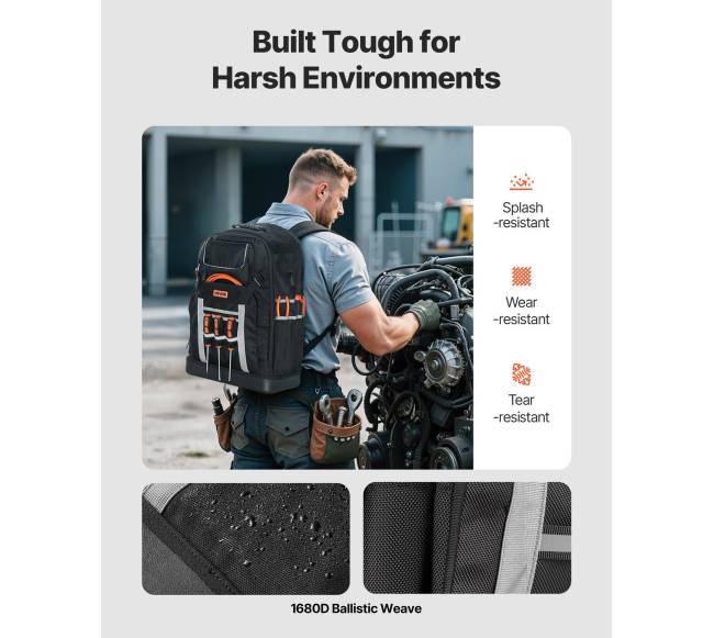 Įrankių kuprinė su 56 kišenėmis elektriko darbui2