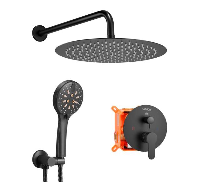 Dušo maišytuvo komplektas, juoda matinė apdaila0