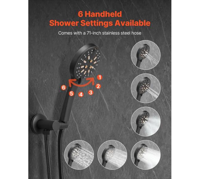 Dušo maišytuvo komplektas, juoda matinė apdaila2