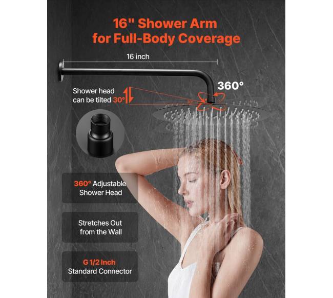 Dušo maišytuvo komplektas, juoda matinė apdaila3