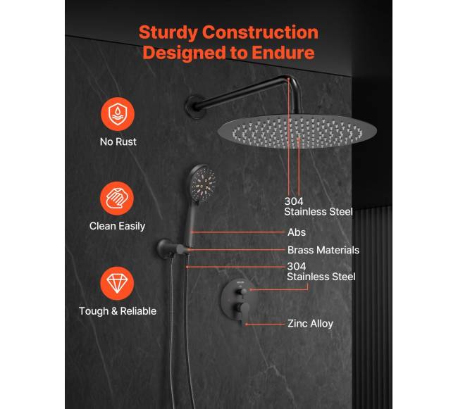 Dušo maišytuvo komplektas, juoda matinė apdaila5