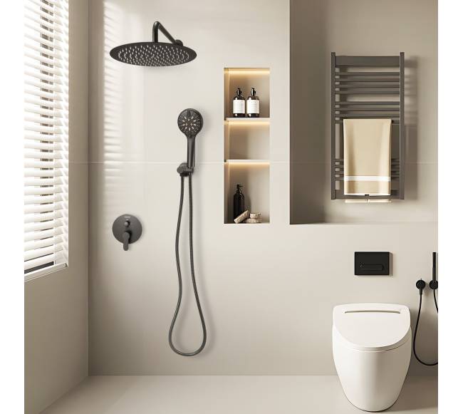 Dušo maišytuvo komplektas, juoda matinė apdaila7