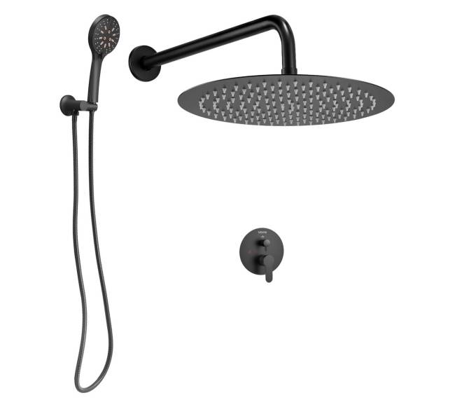 Dušo maišytuvo komplektas, juoda matinė apdaila8