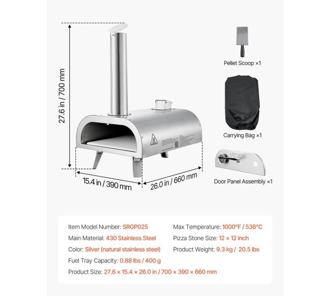 12 colių lauko picos krosnelė nešiojamai6