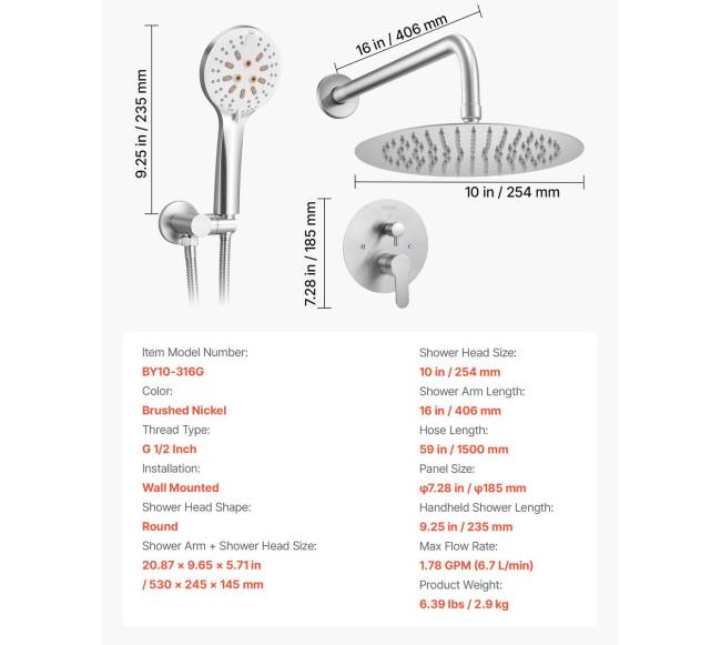 Apvalus dušo galvutės ir rankinis komplektas6