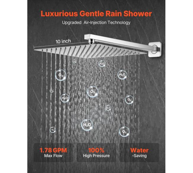 Kvadratinis dušo komplektas su lietaus galva 10"1