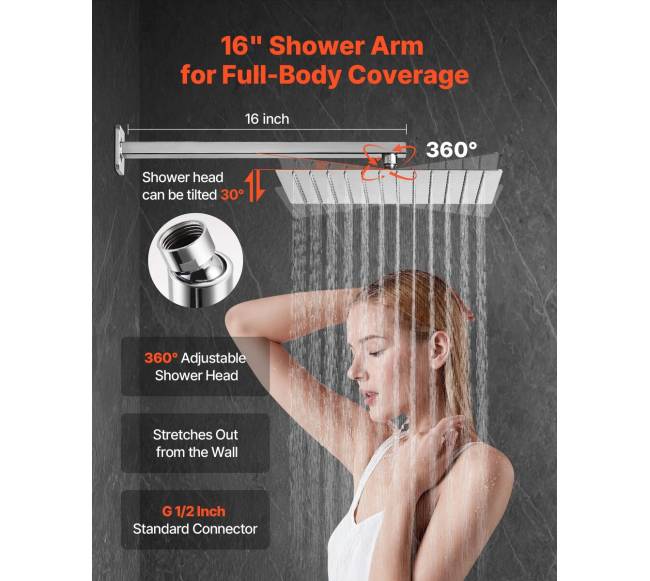 Kvadratinis dušo komplektas su lietaus galva 10"3