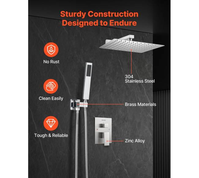 Kvadratinis dušo komplektas su lietaus galva 10"5