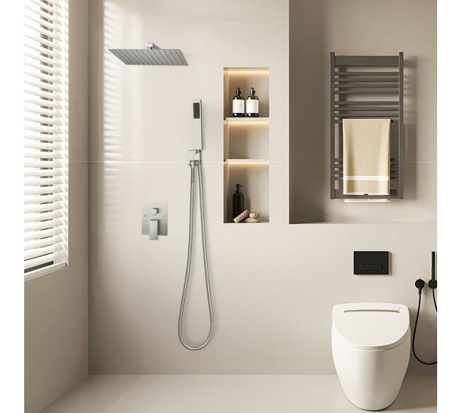 Kvadratinis dušo komplektas su lietaus galva 10"7