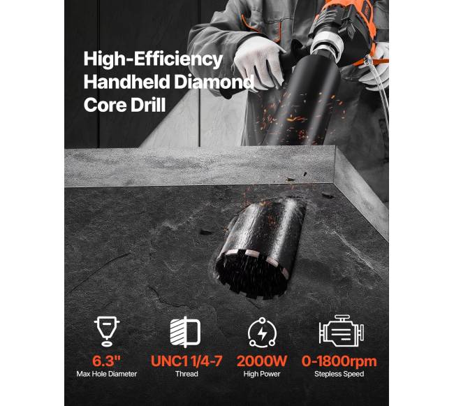 Deimantinis gręžtuvas betonui 2000W 16 cm1