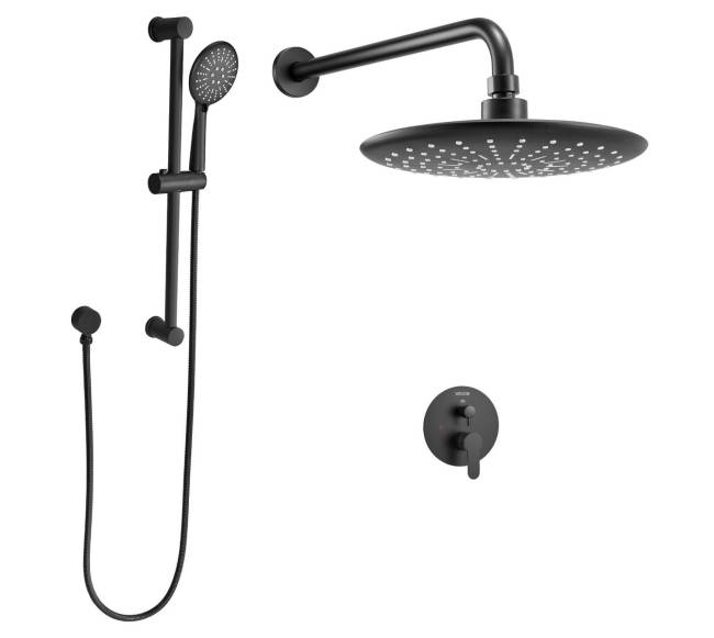 Dušo maišytuvas su apvaliu lietaus dušo komplektu0