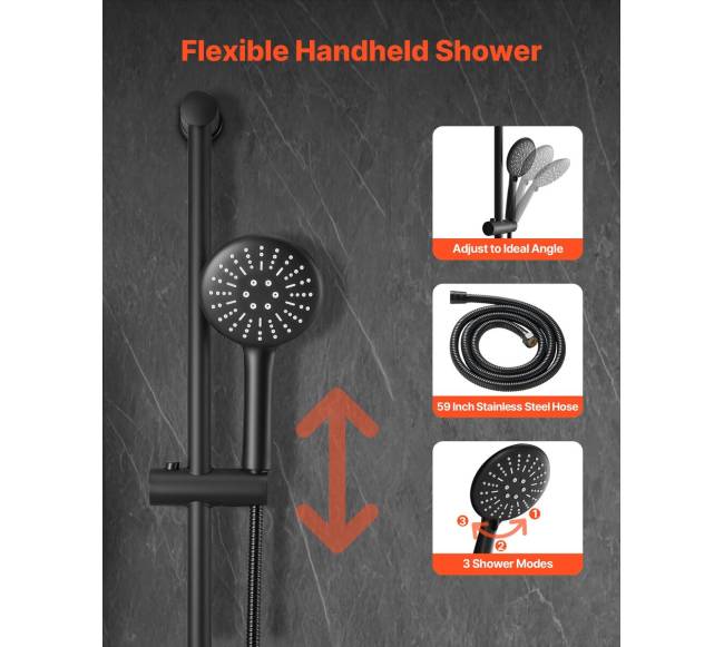 Dušo maišytuvas su apvaliu lietaus dušo komplektu2