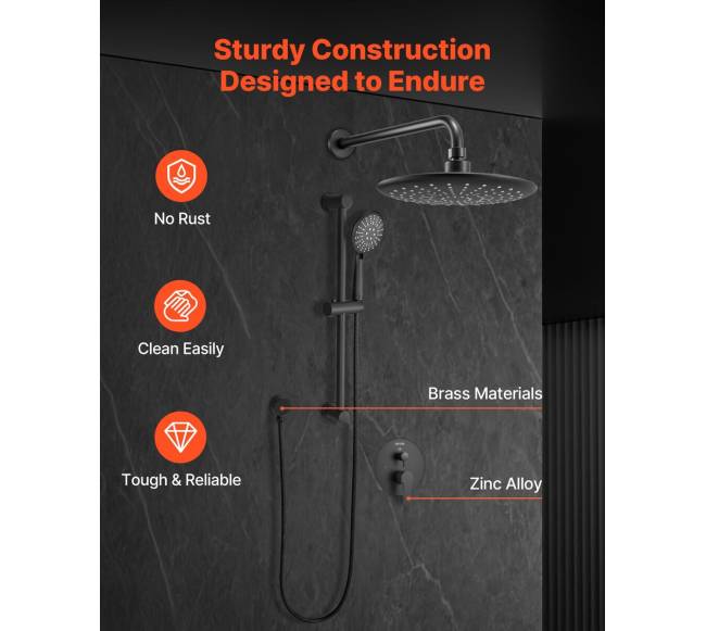 Dušo maišytuvas su apvaliu lietaus dušo komplektu5