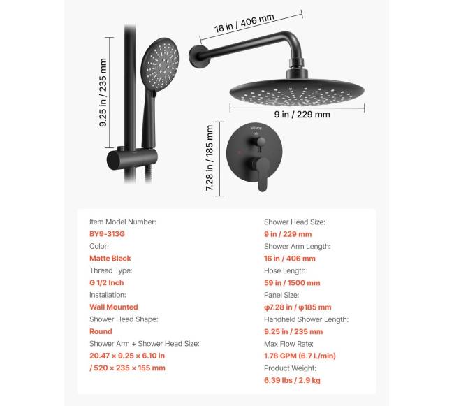 Dušo maišytuvas su apvaliu lietaus dušo komplektu6