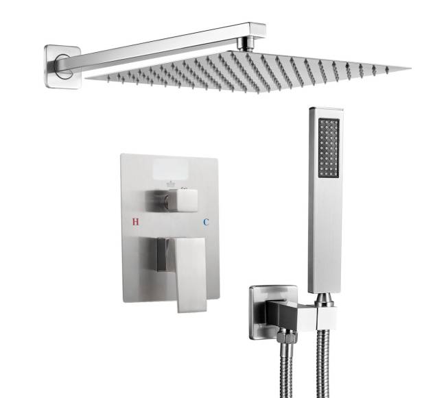 Kvadratinis dušo sistema su rankiniu purkštuvu0