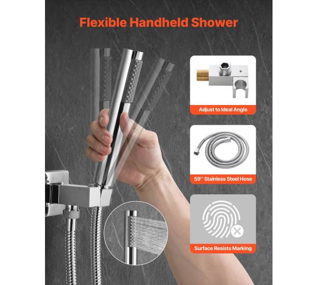 Dušo komplektas su lietaus galvute ir rankiniu dušu2