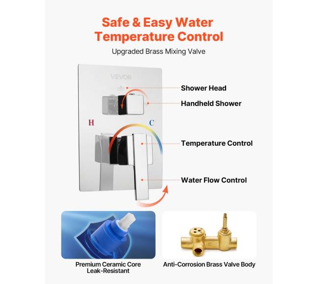 Dušo komplektas su lietaus galvute ir rankiniu dušu4