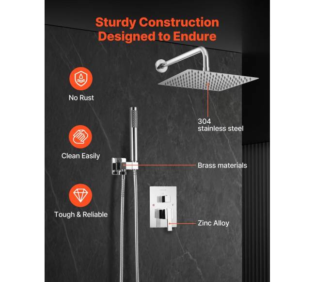 Dušo komplektas su lietaus galvute ir rankiniu dušu5