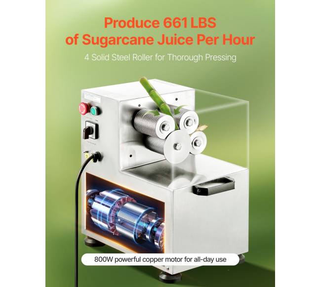 Elektrinė cukranendrių sulčiaspaudė 800W su 4 voleliais1