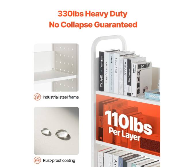 Vienpusė knygų vežimėlis su L formos lentynomis2