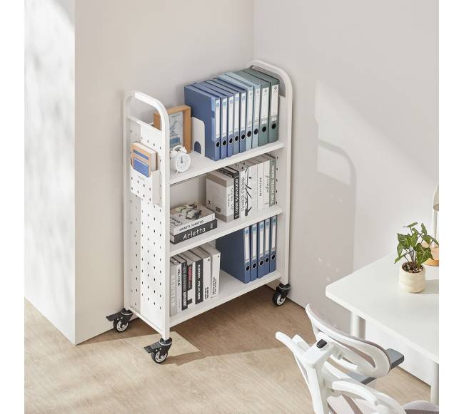 Vienpusė knygų vežimėlis su L formos lentynomis7