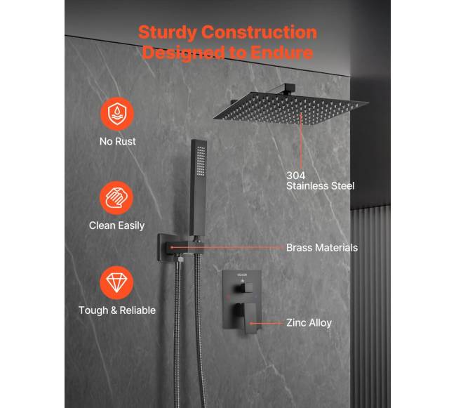 Dušo maišytuvo komplektas su juodu dušo kabliuku5