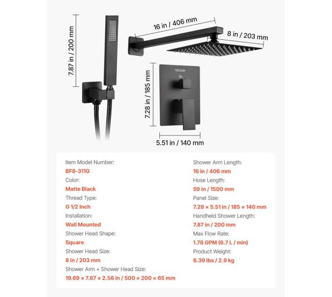 Dušo maišytuvo komplektas su juodu dušo kabliuku6