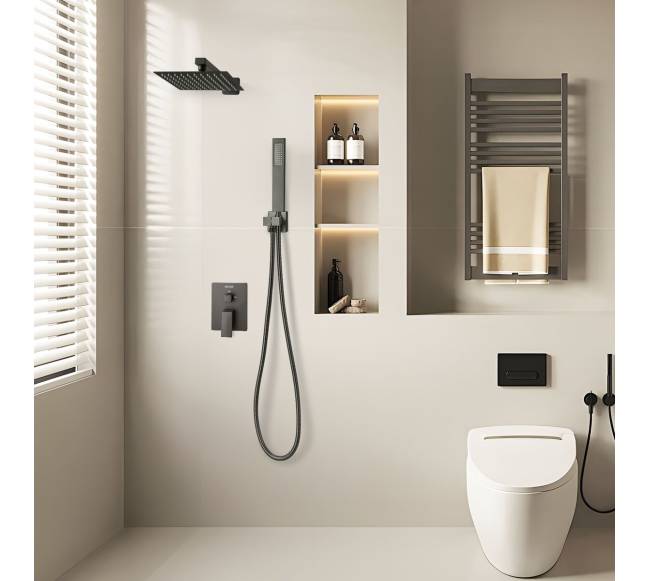 Dušo maišytuvo komplektas su juodu dušo kabliuku7