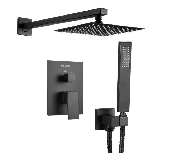 Dušo maišytuvo komplektas su juodu dušo kabliuku9