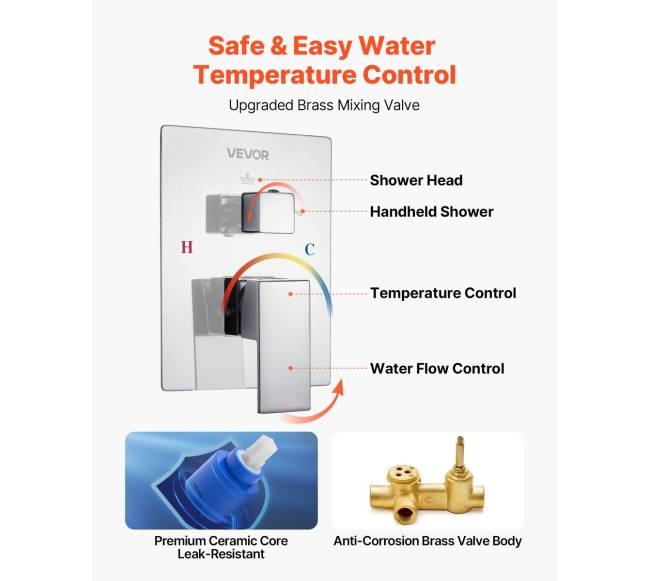 Dušo komplektas su 30 cm lietaus galva4