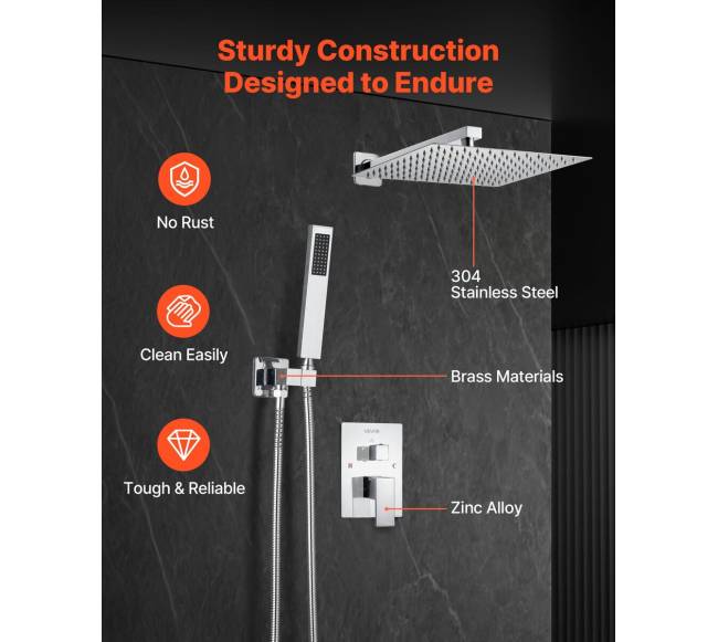 Dušo komplektas su 30 cm lietaus galva5