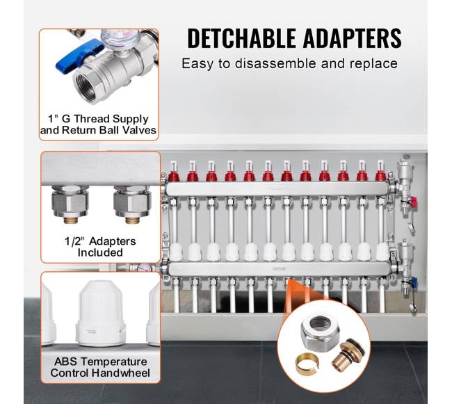 12 kilpų šilumos kolektoriaus rinkinys su PEX vamzdžiais2
