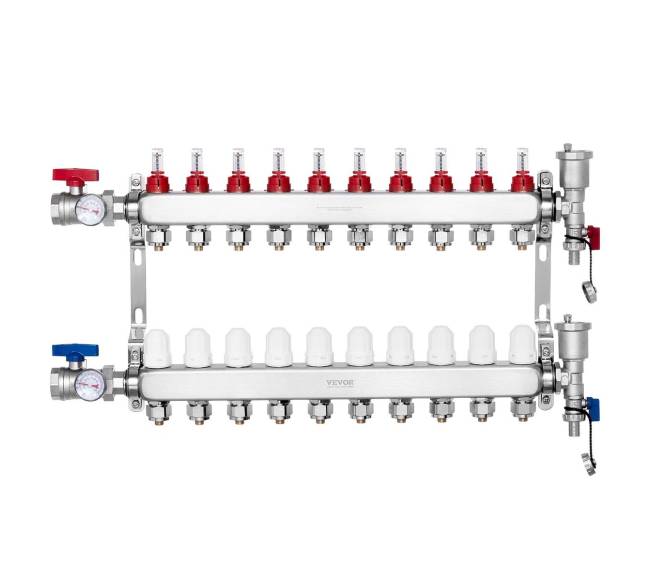 10-ių šakų šildymo kolektoriaus komplektas0