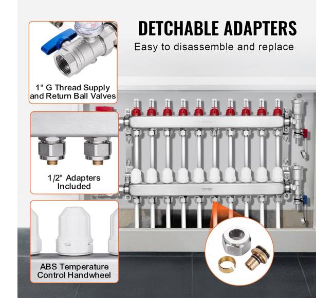 10-ių šakų šildymo kolektoriaus komplektas2