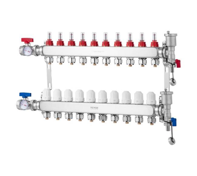 10-ių šakų šildymo kolektoriaus komplektas9