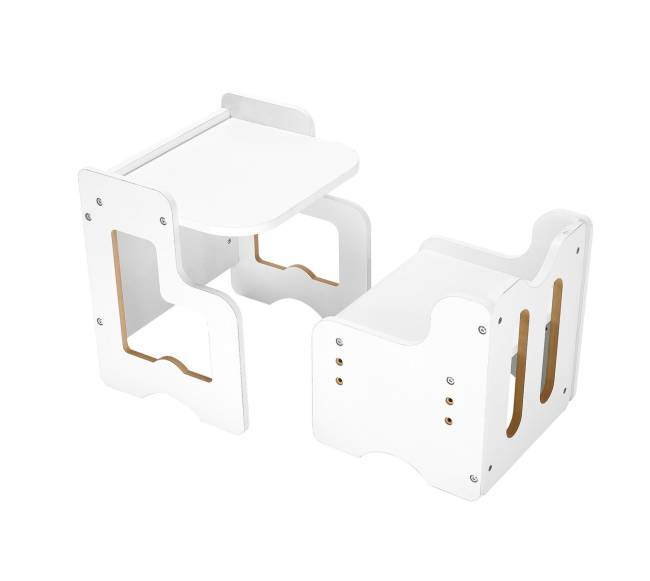 Montessori staliukas ir kėdutė su lentos paviršiumi0