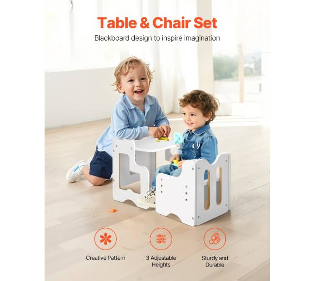 Montessori staliukas ir kėdutė su lentos paviršiumi1